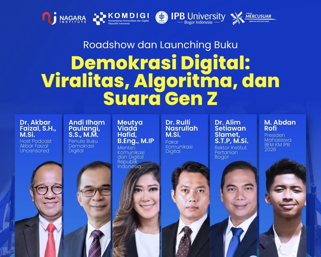 Ajak Kaum Intelektual dan Gen Z, Nagara Institute Launching Buku Demokrasi Digital di IPB University